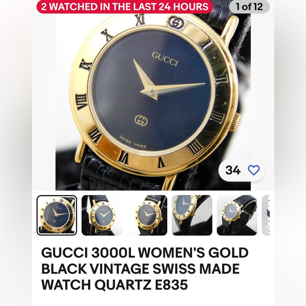 Gucci vintage watch Swiss quartz well loved needs battery